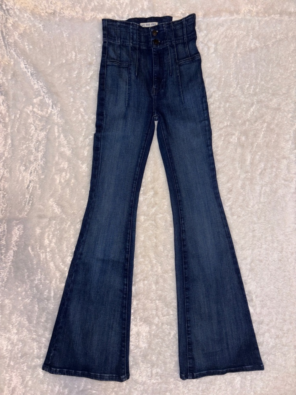 NWT Free People We The Free Dark Blue High-Rise Flare Jeans